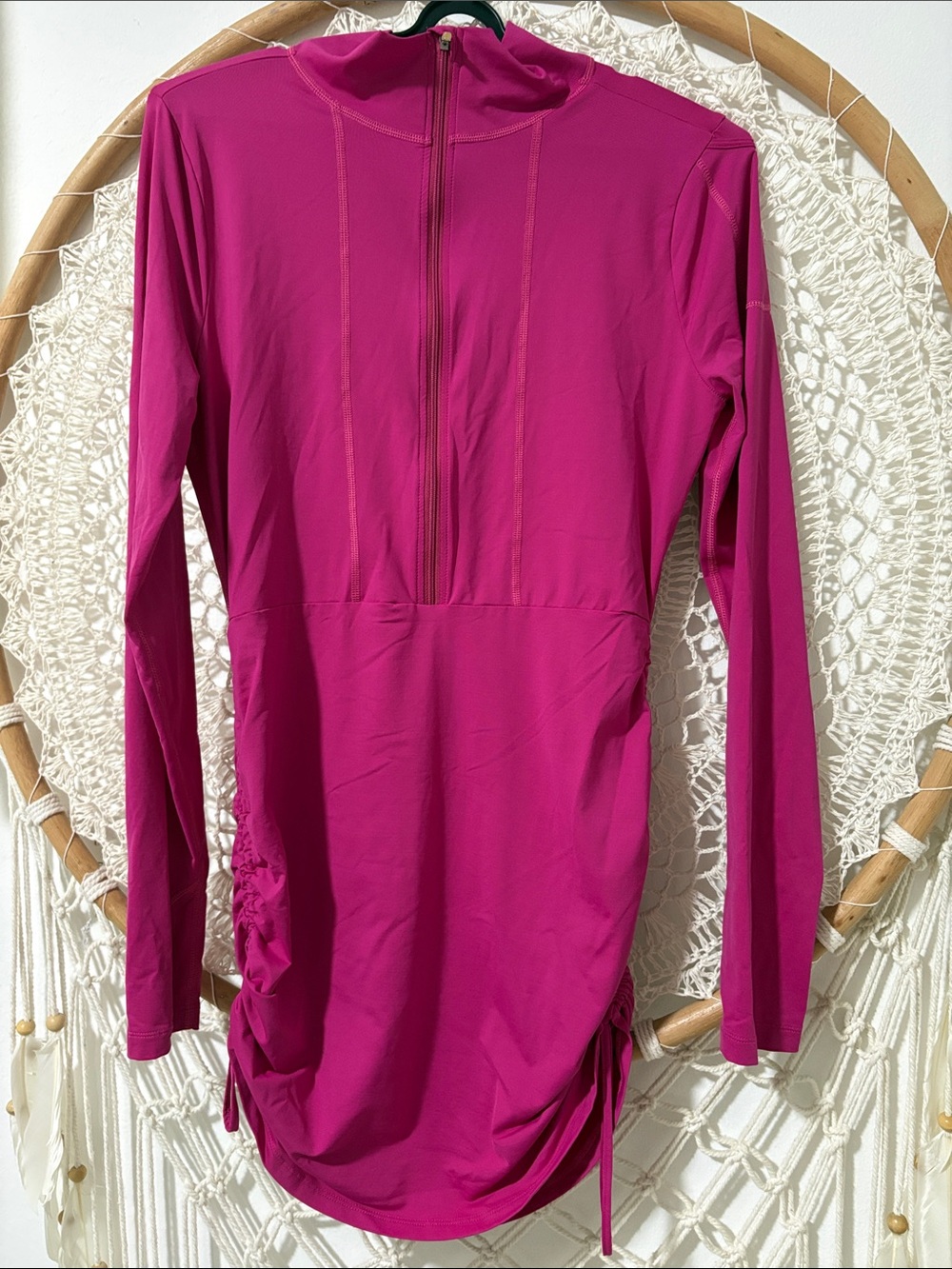 women's long-sleeve half-zip sun protection swim tunic dress